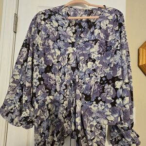 Entro Purple and White Floral Blouse